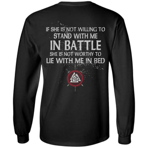 Viking, Norse, Gym t-shirt & apparel, If she is not willing to stand with me in battle, BackApparel[Heathen By Nature authentic Viking products]Long-Sleeve Ultra Cotton T-ShirtBlackS