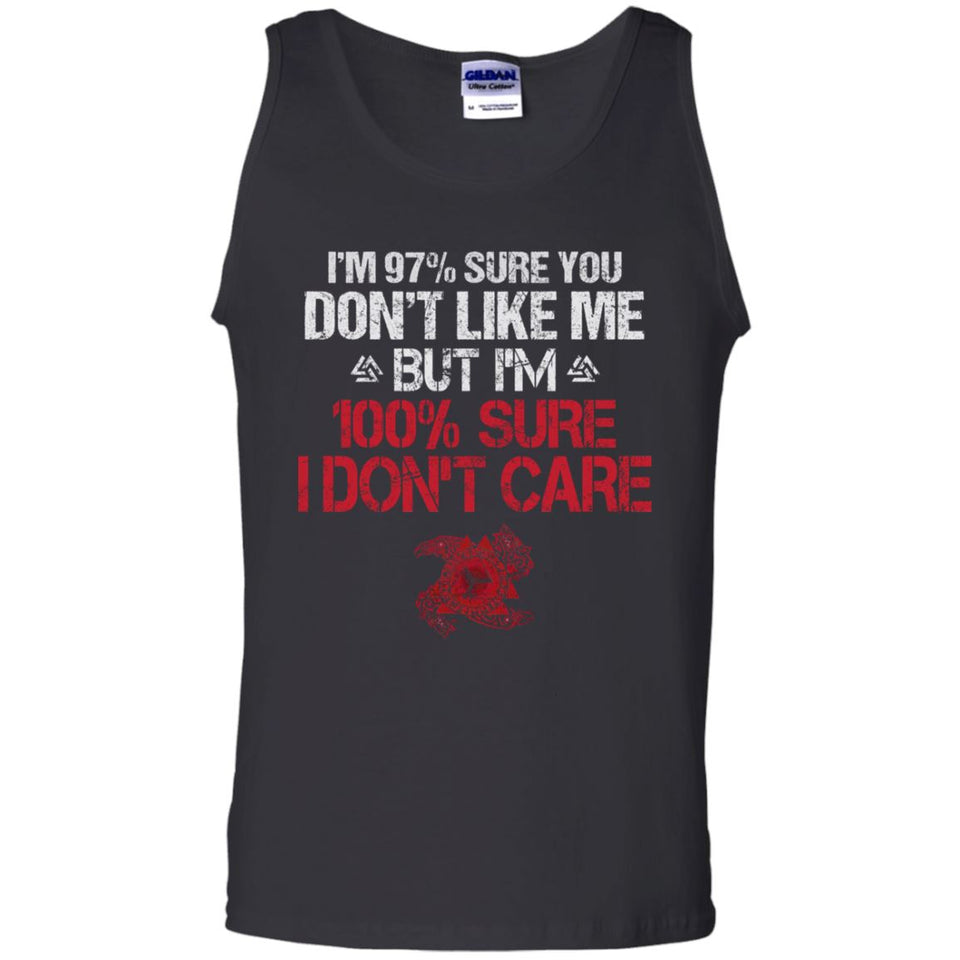A Viking, Norse, Gym t-shirt & apparel, I'm 97% sure you don't like me, FrontApparel[Heathen By Nature authentic Viking products]Cotton Tank TopBlackS