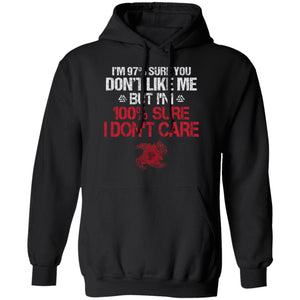 A Viking, Norse, Gym t-shirt & apparel, I'm 97% sure you don't like me, FrontApparel[Heathen By Nature authentic Viking products]Unisex Pullover HoodieBlackS