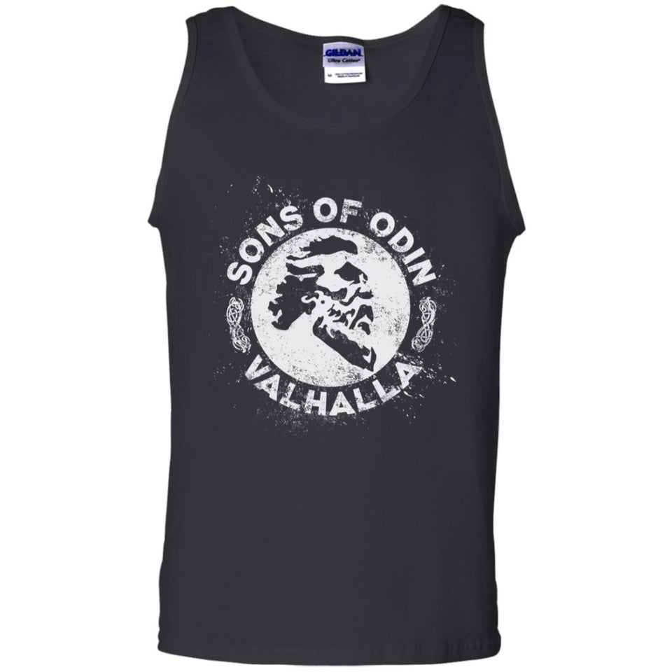 A Viking, Norse, Gym t-shirt & apparel, Sons of Odin Valhalla, FrontApparel[Heathen By Nature authentic Viking products]Cotton Tank TopBlackS
