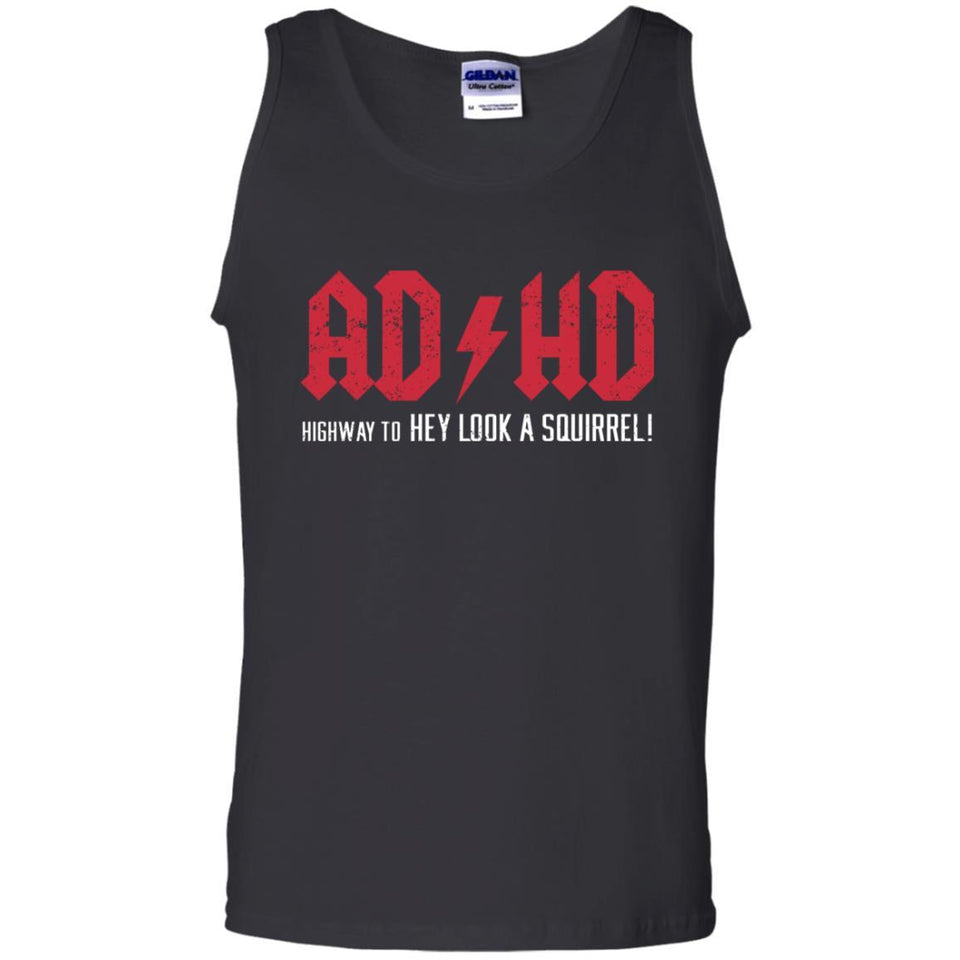 AD HD Highway to hey look a squirrel, FrontApparel[Heathen By Nature authentic Viking products]Cotton Tank TopBlackS