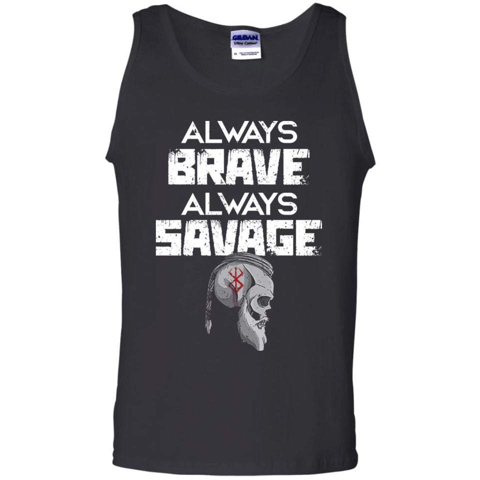 Always brave always savage, FrontApparel[Heathen By Nature authentic Viking products]Cotton Tank TopBlackS
