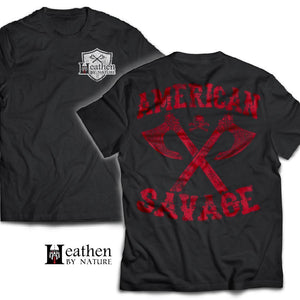 American made, Double sided T-shirt, American SavageApparel[Heathen By Nature authentic Viking products]Next Level Men's Triblend T-ShirtVintage BlackS