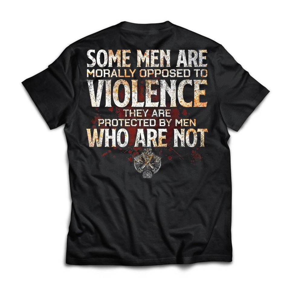 American made, Viking, Norse, Gym t-shirt & apparel, Some men are morally opposed to violence, BackApparel[Heathen By Nature authentic Viking products]Next Level Men's Triblend T-ShirtVintage BlackS