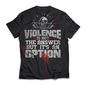 American made, Viking T-shirt, Violence Is Not The Answer, BackApparel[Heathen By Nature authentic Viking products]Next Level Men's Triblend T-ShirtVintage BlackS