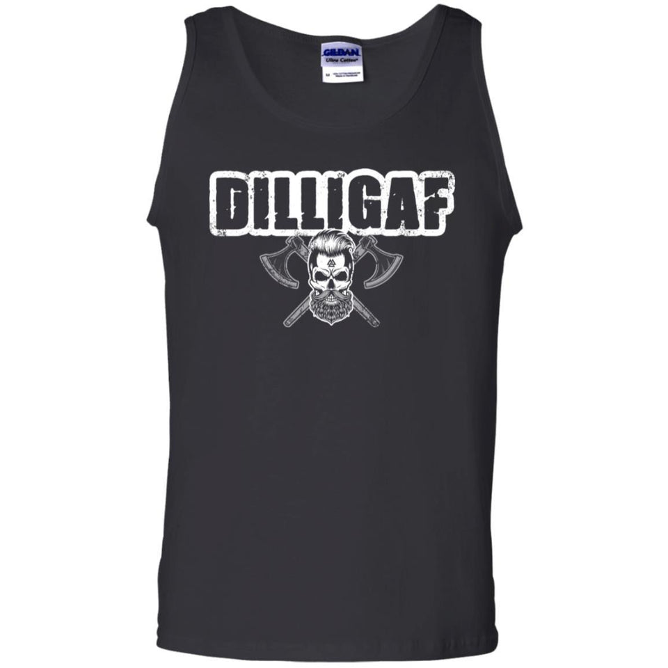 Dilligaf t-shirt for men, FrontApparel[Heathen By Nature authentic Viking products]Cotton Tank TopBlackS