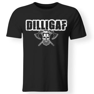 Dilligaf t-shirt for men, FrontApparel[Heathen By Nature authentic Viking products]Gildan Premium Men T-ShirtBlack5XL