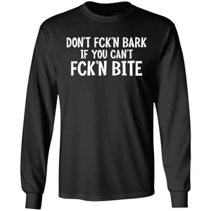 Don't fck'n bark if you can't fck'n bite, FrontApparel[Heathen By Nature authentic Viking products]Long-Sleeve Ultra Cotton T-ShirtBlackS
