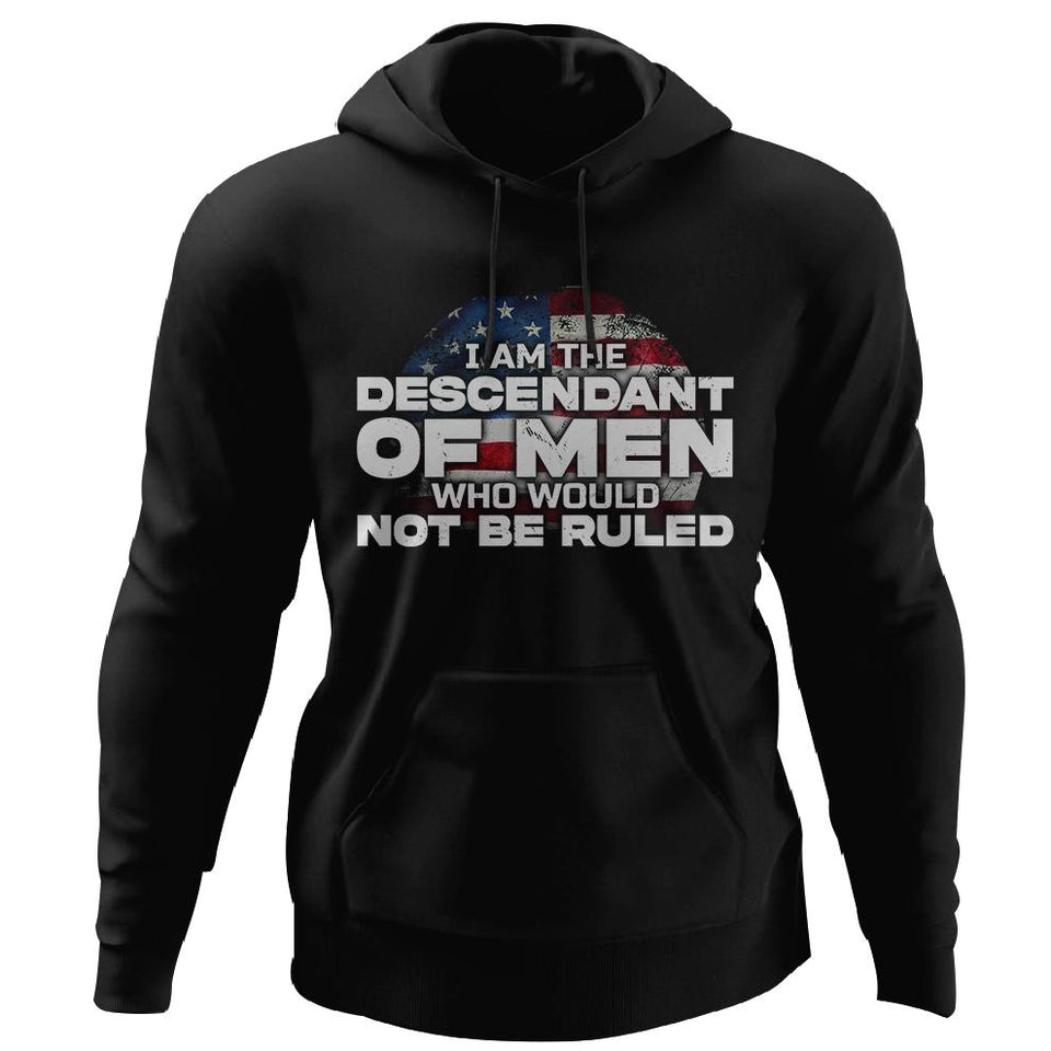 I am the descendant of men who would not be ruled, FrontApparel[Heathen By Nature authentic Viking products]Unisex Pullover HoodieBlackS