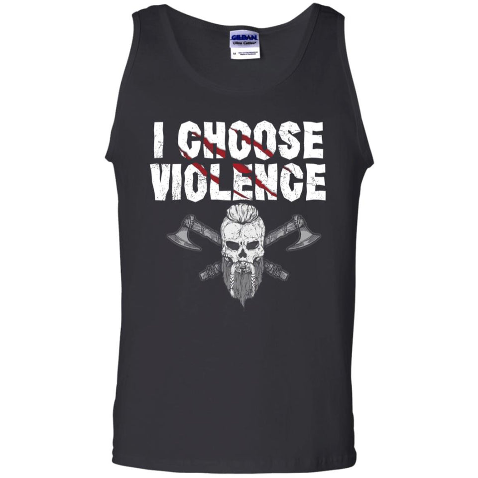 I choose violence, FrontApparel[Heathen By Nature authentic Viking products]Cotton Tank TopBlackS