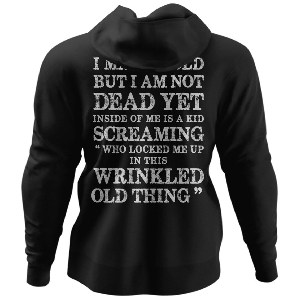 I may be old but I am not dead yet, BackApparel[Heathen By Nature authentic Viking products]Unisex Pullover HoodieBlackS