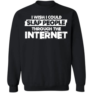 I wish I could slap people through the internet, FrontApparel[Heathen By Nature authentic Viking products]Unisex Crewneck Pullover SweatshirtBlackS