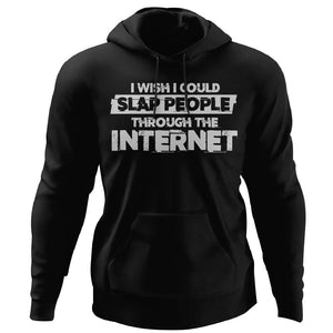 I wish I could slap people through the internet, FrontApparel[Heathen By Nature authentic Viking products]Unisex Pullover HoodieBlackS