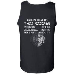 Inside me there are two wolves, FrontApparel[Heathen By Nature authentic Viking products]Cotton Tank TopBlackS