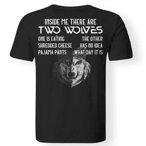 Inside me there are two wolves, FrontApparel[Heathen By Nature authentic Viking products]Gildan Premium Men T-ShirtBlack5XL