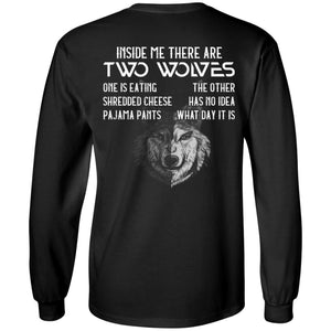 Inside me there are two wolves, FrontApparel[Heathen By Nature authentic Viking products]Long-Sleeve Ultra Cotton T-ShirtBlackS