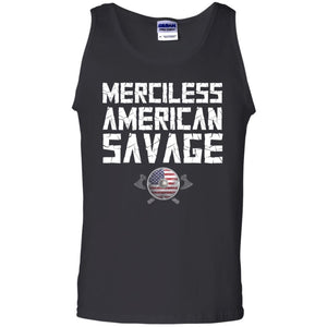 Merciless American savage t-shirt for men, FrontApparel[Heathen By Nature authentic Viking products]Cotton Tank TopBlackS