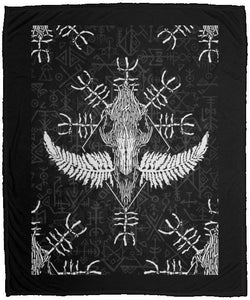 Nordic Style Viking Blanket, Aegishjalmur, BlackApparel[Heathen By Nature authentic Viking products]Cozy Plush Fleece Blanket - 50x60BlackOne Size