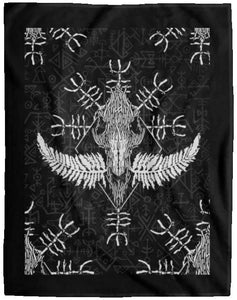 Nordic Style Viking Blanket, Aegishjalmur, BlackApparel[Heathen By Nature authentic Viking products]Cozy Plush Fleece Blanket - 60x80BlackOne Size