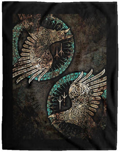 Nordic Style Viking Blanket, Raven, BlackApparel[Heathen By Nature authentic Viking products]VPL Cozy Plush Fleece Blanket - 60x80BlackOne Size