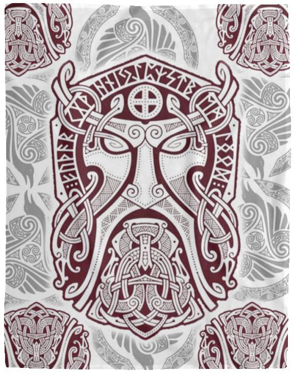 Nordic Style Viking Blanket, Runes, WhiteApparel[Heathen By Nature authentic Viking products]Cozy Plush Fleece Blanket - 60x80WhiteOne Size