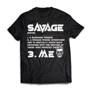 Savage (noun), FrontApparel[Heathen By Nature authentic Viking products]Premium Short Sleeve T-ShirtBlackX-Small