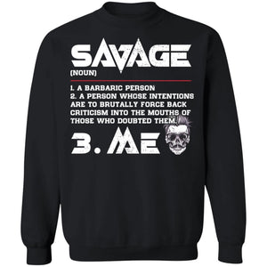 Savage (noun), FrontApparel[Heathen By Nature authentic Viking products]Unisex Crewneck Pullover SweatshirtBlackS