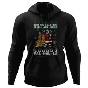Shieldmaiden, Viking apparel, Deck the halls with Skulls and bodies, FrontApparel[Heathen By Nature authentic Viking products]Unisex Pullover HoodieBlackS