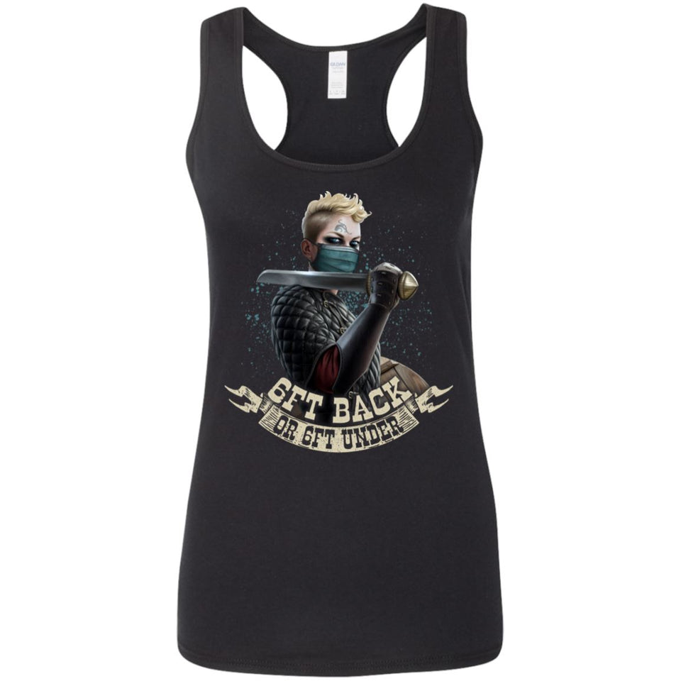 Shieldmaiden, Viking, Norse, Gym t-shirt & apparel, 6ft Back or 6ft Under, FrontApparel[Heathen By Nature authentic Viking products]Ladies' Softstyle Racerback TankBlackS