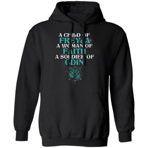 Shieldmaiden, Viking, Norse, Gym t-shirt & apparel, A child of Freyja, FrontApparel[Heathen By Nature authentic Viking products]Unisex Pullover HoodieBlackS