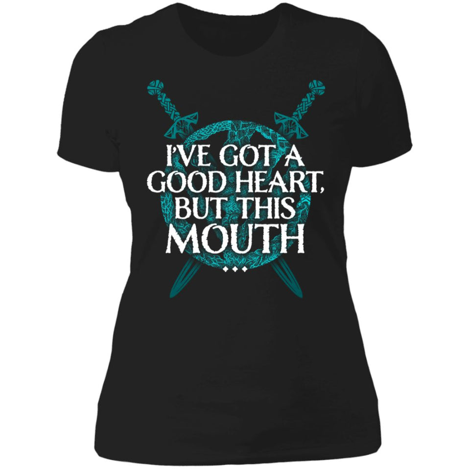 Shieldmaiden, Viking, Norse, Gym t-shirt & apparel, A Good Heart, FrontApparel[Heathen By Nature authentic Viking products]Next Level Ladies' T-ShirtBlackX-Small