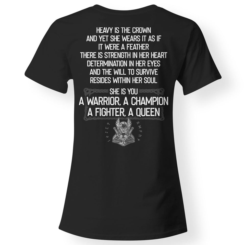 Shieldmaiden, Viking, Norse, Gym t-shirt & apparel, A warrior, a champion, a fighter, a queen, FrontApparel[Heathen By Nature authentic Viking products]Next Level Ladies' T-ShirtBlackX-Small