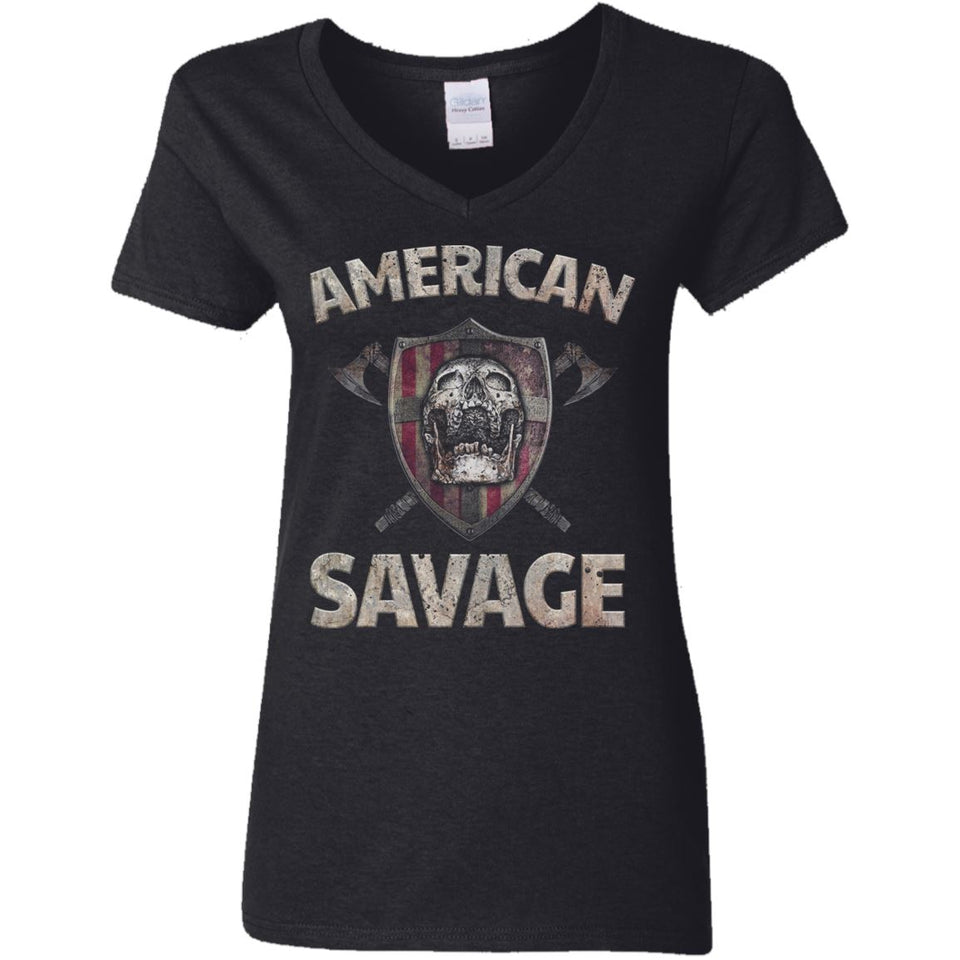 Shieldmaiden, Viking, Norse, Gym t-shirt & apparel, American savage, frontApparel[Heathen By Nature authentic Viking products]Ladies' V-Neck T-ShirtBlackS