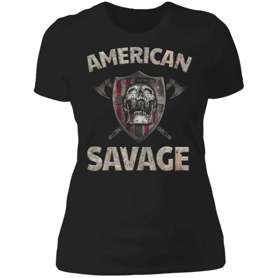 Shieldmaiden, Viking, Norse, Gym t-shirt & apparel, American savage, frontApparel[Heathen By Nature authentic Viking products]Next Level Ladies' T-ShirtBlackX-Small