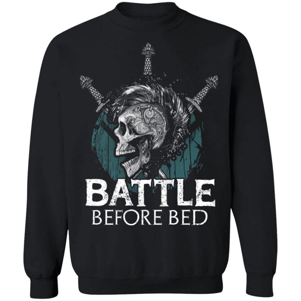 Shieldmaiden, Viking, Norse, Gym t-shirt & apparel, Battle Before Bed, FrontApparel[Heathen By Nature authentic Viking products]Unisex Crewneck Pullover SweatshirtBlackS