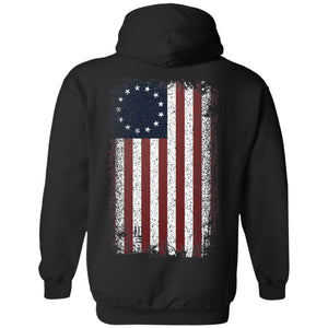 Shieldmaiden, Viking, Norse, Gym t-shirt & apparel, Betsy Ross Flag, BackApparel[Heathen By Nature authentic Viking products]Unisex Pullover HoodieBlackS