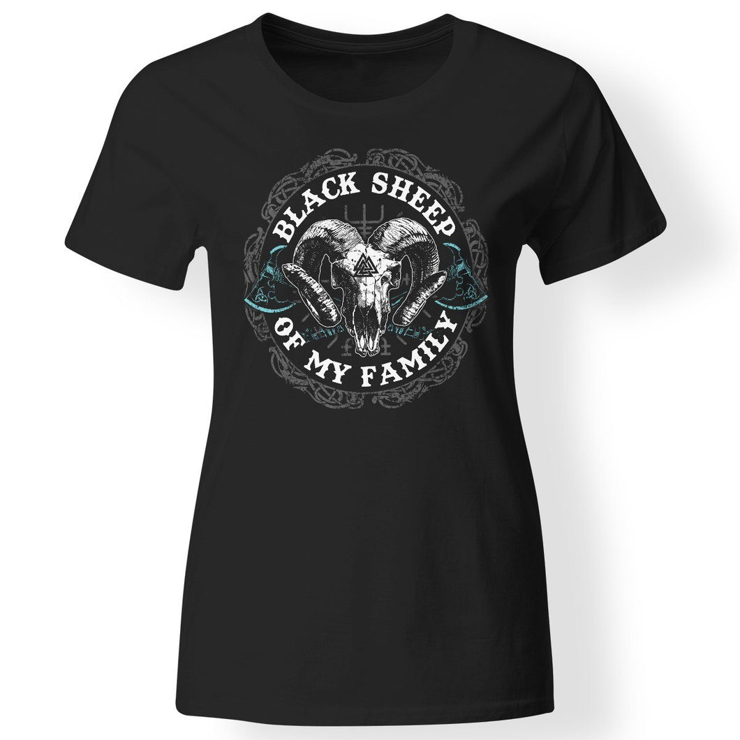 Shieldmaiden, Viking, Norse, Gym t-shirt & apparel, Black Sheep, FrontApparel[Heathen By Nature authentic Viking products]Next Level Ladies' T-ShirtBlackX-Small