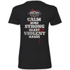 Shieldmaiden, Viking, Norse, Gym t-shirt & apparel, Calm Mind Strong Heart Violent Hands, BackApparel[Heathen By Nature authentic Viking products]Next Level Ladies' T-ShirtBlackX-Small