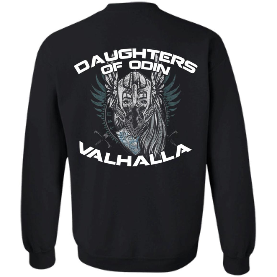 Shieldmaiden, Viking, Norse, Gym t-shirt & apparel, Daughters of Odin, BackApparel[Heathen By Nature authentic Viking products]Unisex Crewneck Pullover SweatshirtBlackS