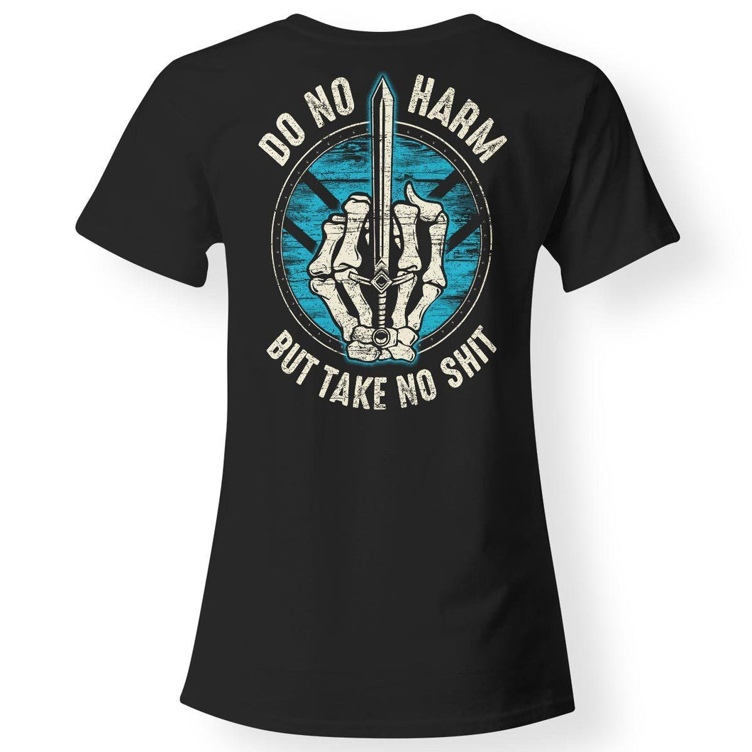 Shieldmaiden, Viking, Norse, Gym t-shirt & apparel, Do No Harm, BackApparel[Heathen By Nature authentic Viking products]Ladies' V-Neck T-ShirtBlackS