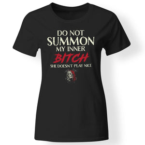 Shieldmaiden, Viking, Norse, Gym t-shirt & apparel, Do not summon my inner b*#ch, FrontApparel[Heathen By Nature authentic Viking products]Next Level Ladies' T-ShirtBlackX-Small