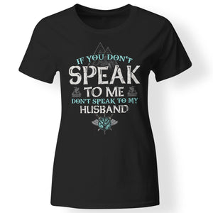 Shieldmaiden, Viking, Norse, Gym t-shirt & apparel, Don't speak to my husband, FrontApparel[Heathen By Nature authentic Viking products]Next Level Ladies' T-ShirtBlackX-Small
