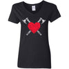 Shieldmaiden, Viking, Norse, Gym t-shirt & apparel, Heart and axes,frontApparel[Heathen By Nature authentic Viking products]Ladies' V-Neck T-ShirtBlackS