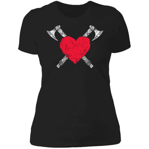 Shieldmaiden, Viking, Norse, Gym t-shirt & apparel, Heart and axes,frontApparel[Heathen By Nature authentic Viking products]Next Level Ladies' T-ShirtBlackX-Small