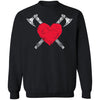 Shieldmaiden, Viking, Norse, Gym t-shirt & apparel, Heart and axes,frontApparel[Heathen By Nature authentic Viking products]Unisex Crewneck Pullover SweatshirtBlackS