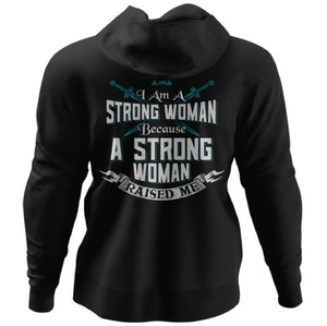 Shieldmaiden, Viking, Norse, Gym t-shirt & apparel, I am a strong woman, BackApparel[Heathen By Nature authentic Viking products]Unisex Pullover HoodieBlackS