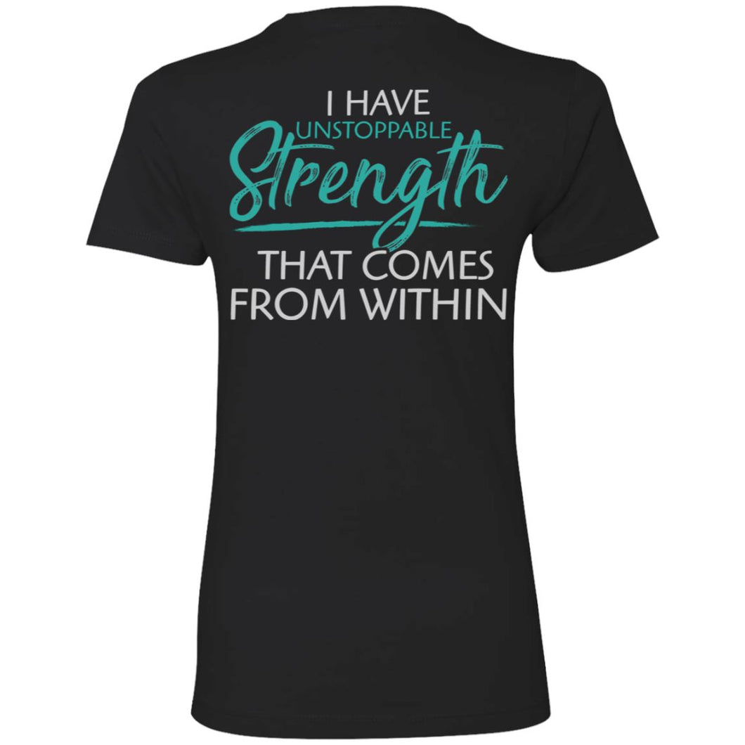 Shieldmaiden, Viking, Norse, Gym t-shirt & apparel, I have unstoppable strength, BackApparel[Heathen By Nature authentic Viking products]Next Level Ladies' T-ShirtBlackX-Small
