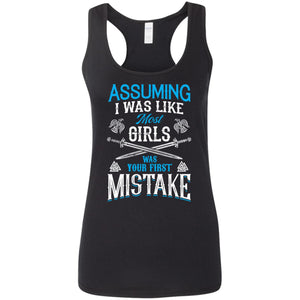 Shieldmaiden, Viking, Norse, Gym t-shirt & apparel, I was your first mistake, FrontApparel[Heathen By Nature authentic Viking products]Ladies' Softstyle Racerback TankBlackS