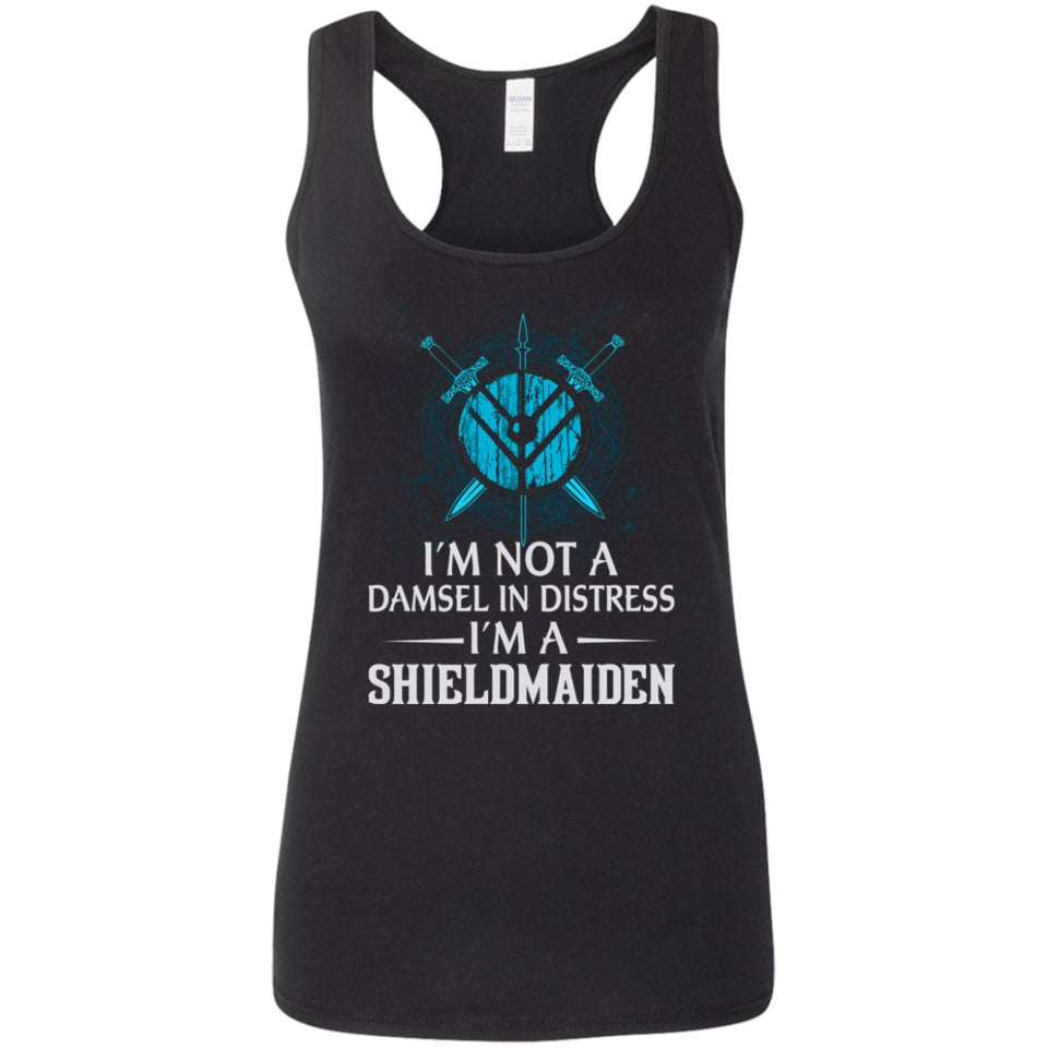 Shieldmaiden, Viking, Norse, Gym t-shirt & apparel, I'm A Shieldmaiden, FrontApparel[Heathen By Nature authentic Viking products]Ladies' Softstyle Racerback TankBlackS
