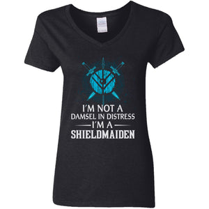 Shieldmaiden, Viking, Norse, Gym t-shirt & apparel, I'm A Shieldmaiden, FrontApparel[Heathen By Nature authentic Viking products]Ladies' V-Neck T-ShirtBlackS